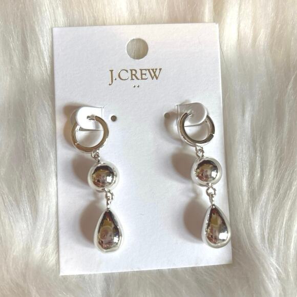 J. Crew NWT Silver Dangly Teardrop earrings - Picture 1 of 4